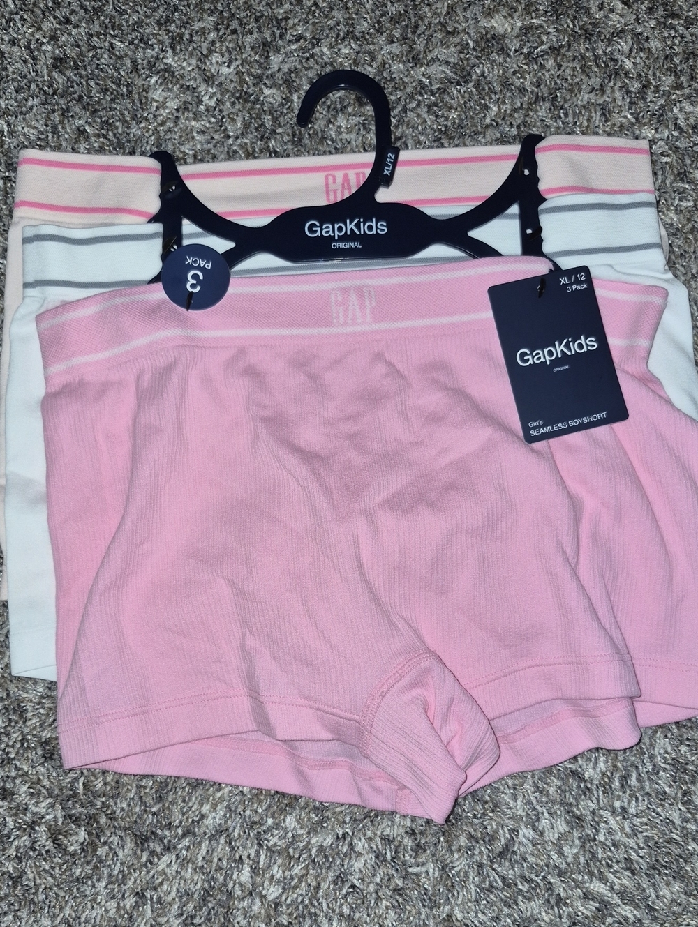 GAP Kids Seamless Boyshorts 3-Pack in Pink & White